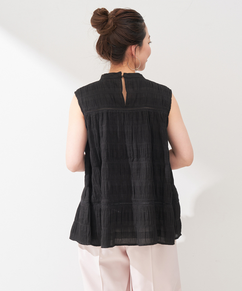 Simplicite（サンプリシテ）の「レースハギシュリンクブラウス（シャツ/ブラウス・レディース・ブラック/ホワイト・FREE）」の9枚目の写真