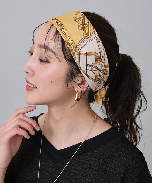 UNTITLED（アンタイトル）の「【手洗い／58cm正方形】ベルトプリントスカーフ（ストール/ショール・レディース・イエロー系4/ブルーグリーン/ピンク系1/ベージュ系その他7・99）」の7枚目の写真