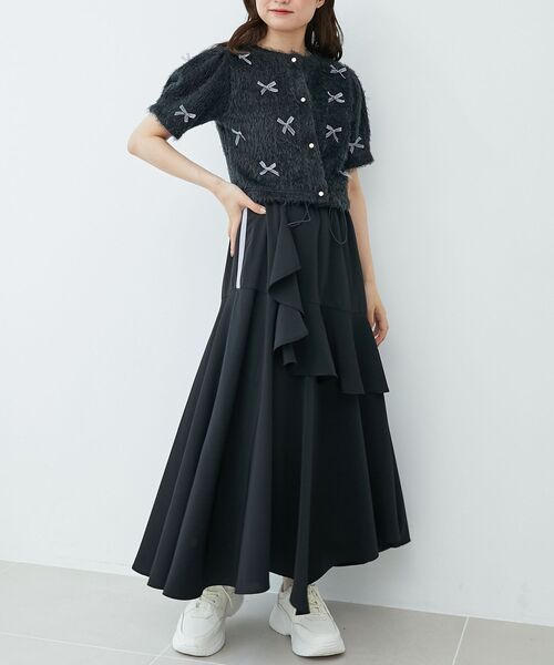 MAJESTIC LEGON（マジェスティックレゴン）の「ラインティアードスカート（スカート・レディース・アイボリー/ピンクベージュ/ブラック・SMALL/MEDIUM）」の10枚目の写真