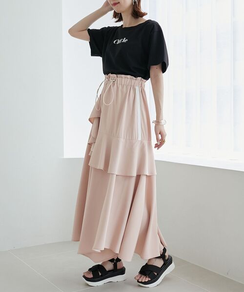 MAJESTIC LEGON（マジェスティックレゴン）の「ラインティアードスカート（スカート・レディース・アイボリー/ピンクベージュ/ブラック・SMALL/MEDIUM）」の17枚目の写真