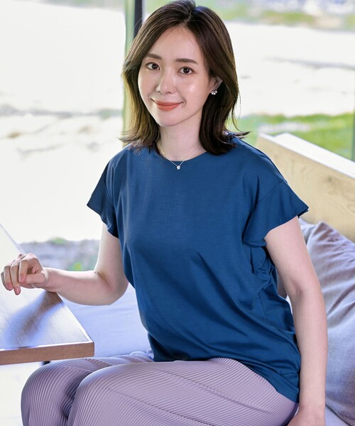 ホワイト　38フリルスリーブポンチカットソー セール】フリル袖ポンチプルオーバー（Tシャツ/カットソー