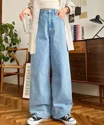 moment+ | ドット&ハート&リボンプリントデニムパンツ(デニムパンツ)