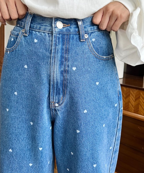 垂れ♡リボンNo.9☆デニム☆ハートのチャーム付き 垂れ♡リボンNo.9☆デニム☆ハートのチャーム付き