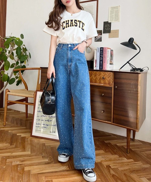 moment+(モーメントプラス)の「ドット&ハート&リボンプリントデニムパンツ(デニムパンツ・レディース・ブルー系その他/ブルー/サックスブルー/ブルー系その他2/ブルー系その他3/ブルー系その他4・S/M/L)」の18枚目の写真