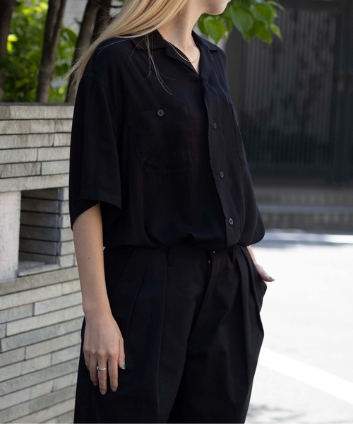 UNIVERSAL OVERALL（ユニバーサルオーバーオール）の「ワークシャツ / オープンカラーシャツ / OPEN COLLAR WORK SH（シャツ/ブラウス・メンズ・ブラック/ベージュ/グリーン・M/S/L）」の2枚目の写真