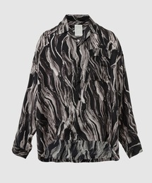 BRUSH PRINT O/C SHIRT <LONG SLEEVE>
