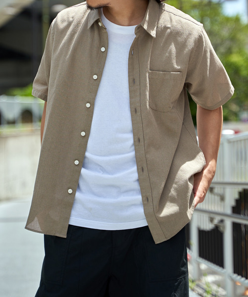 ikka(イッカ)の「パナマレギュラーカラーシャツ(シャツ/ブラウス・メンズ・ブルー/オフホワイト/ベージュ/ネイビー/オリーブ・S/XL/L/M)」の2枚目の写真
