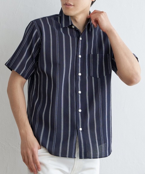 ikka(イッカ)の「パナマレギュラーカラーシャツ(シャツ/ブラウス・メンズ・ブルー/オフホワイト/ベージュ/ネイビー/オリーブ・S/XL/L/M)」の4枚目の写真