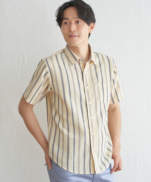 ikka(イッカ)の「パナマレギュラーカラーシャツ(シャツ/ブラウス・メンズ・ブルー/オフホワイト/ベージュ/ネイビー/オリーブ・S/XL/L/M)」の6枚目の写真