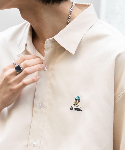 WEGO（ウィゴー）の「WEGO/イージーケアオックスフォードワンポイントシャツ（シャツ/ブラウス・メンズ・ホワイト/ベージュ/サックスブルー・SMALL/LARGE/MEDIUM）」の8枚目の写真