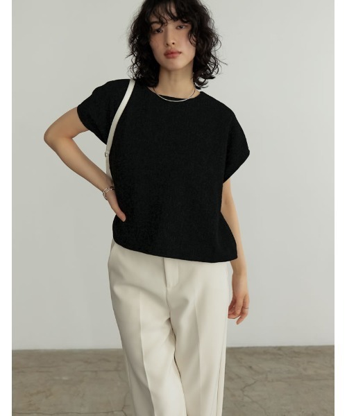 Re:EDIT（リエディ）の「前後2WAYサマーツイードリボンフレンチスリーブトップス（シャツ/ブラウス・レディース・アイボリー/ブラック/ブラック系その他・MEDIUM/LARGE）」の22枚目の写真