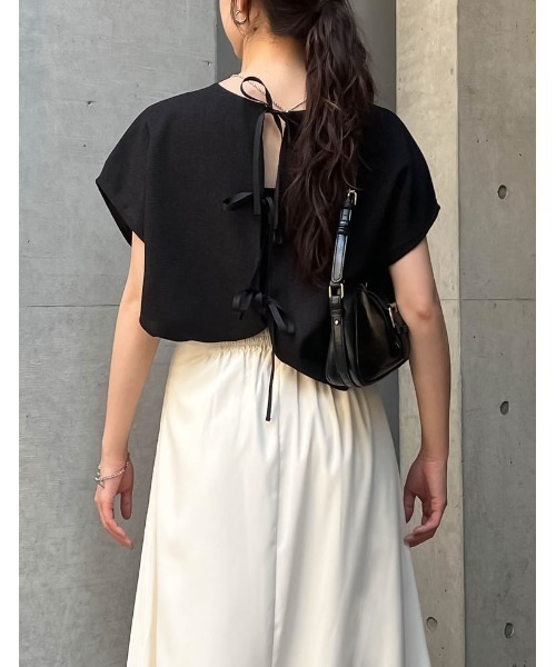 Re:EDIT（リエディ）の「前後2WAYサマーツイードリボンフレンチスリーブトップス（シャツ/ブラウス・レディース・アイボリー/ブラック/ブラック系その他・MEDIUM/LARGE）」の19枚目の写真