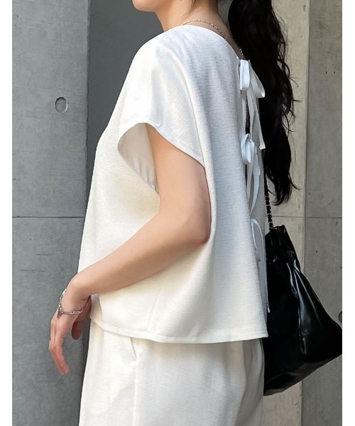 Re:EDIT（リエディ）の「前後2WAYサマーツイードリボンフレンチスリーブトップス（シャツ/ブラウス・レディース・アイボリー/ブラック/ブラック系その他・MEDIUM/LARGE）」の15枚目の写真