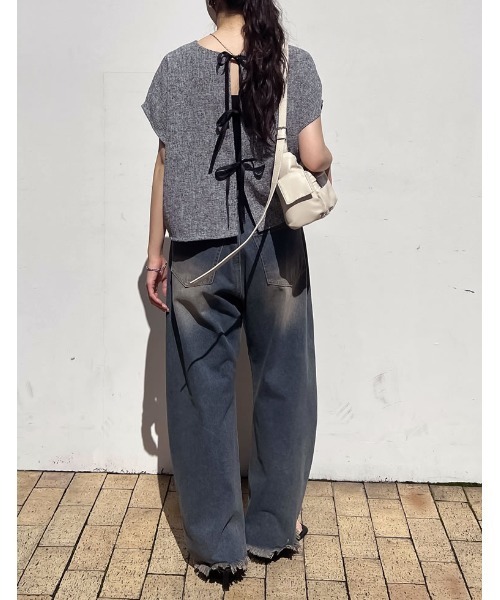 Re:EDIT（リエディ）の「前後2WAYサマーツイードリボンフレンチスリーブトップス（シャツ/ブラウス・レディース・アイボリー/ブラック/ブラック系その他・MEDIUM/LARGE）」の10枚目の写真