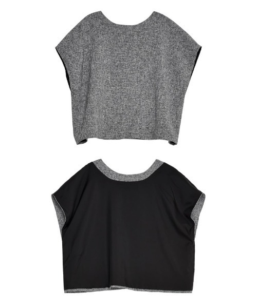 Re:EDIT（リエディ）の「前後2WAYサマーツイードリボンフレンチスリーブトップス（シャツ/ブラウス・レディース・アイボリー/ブラック/ブラック系その他・MEDIUM/LARGE）」の9枚目の写真