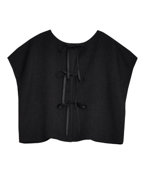 Re:EDIT（リエディ）の「前後2WAYサマーツイードリボンフレンチスリーブトップス（シャツ/ブラウス・レディース・アイボリー/ブラック/ブラック系その他・MEDIUM/LARGE）」の6枚目の写真