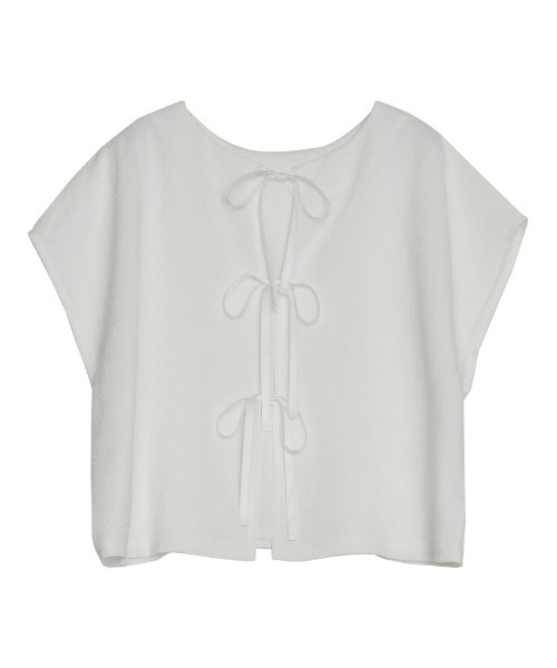 Re:EDIT（リエディ）の「前後2WAYサマーツイードリボンフレンチスリーブトップス（シャツ/ブラウス・レディース・アイボリー/ブラック/ブラック系その他・MEDIUM/LARGE）」の5枚目の写真