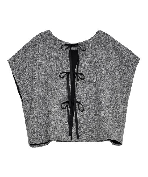 Re:EDIT（リエディ）の「前後2WAYサマーツイードリボンフレンチスリーブトップス（シャツ/ブラウス・レディース・アイボリー/ブラック/ブラック系その他・MEDIUM/LARGE）」の4枚目の写真