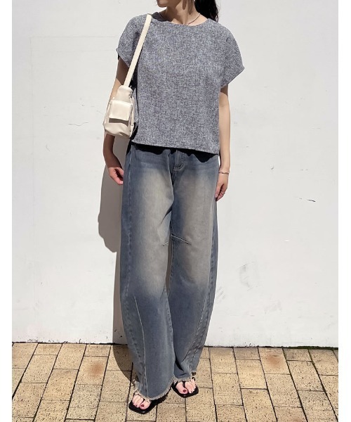 Re:EDIT（リエディ）の「前後2WAYサマーツイードリボンフレンチスリーブトップス（シャツ/ブラウス・レディース・アイボリー/ブラック/ブラック系その他・MEDIUM/LARGE）」の12枚目の写真