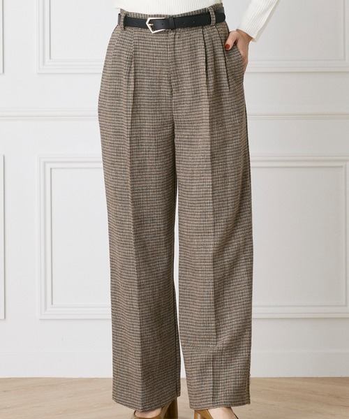 INED CLARO（イネドクラロ）の「チェックツイードレイヤードワイドパンツ【セットアップ対応】（その他パンツ・レディース・ネイビー/ベージュ・フリー）」の2枚目の写真