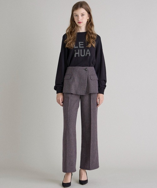 INED CLARO（イネドクラロ）の「チェックツイードレイヤードワイドパンツ【セットアップ対応】（その他パンツ・レディース・ネイビー/ベージュ・フリー）」の9枚目の写真