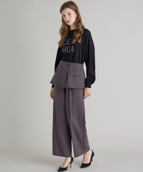 INED CLARO（イネドクラロ）の「チェックツイードレイヤードワイドパンツ【セットアップ対応】（その他パンツ・レディース・ネイビー/ベージュ・フリー）」の10枚目の写真