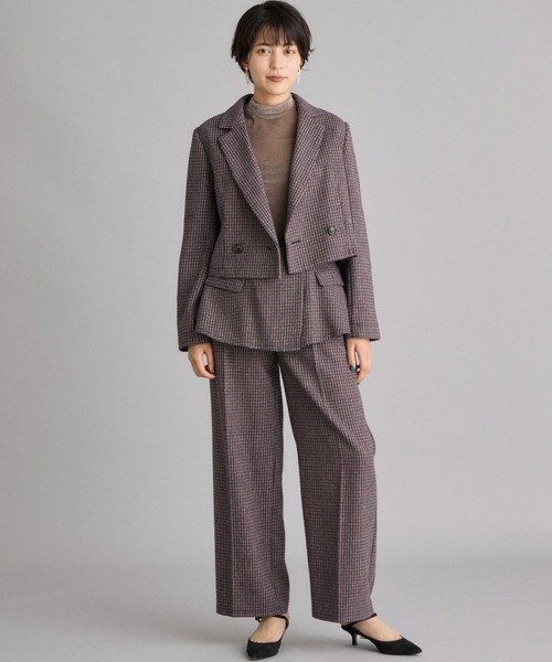 INED CLARO（イネドクラロ）の「チェックツイードレイヤードワイドパンツ【セットアップ対応】（その他パンツ・レディース・ネイビー/ベージュ・フリー）」の12枚目の写真