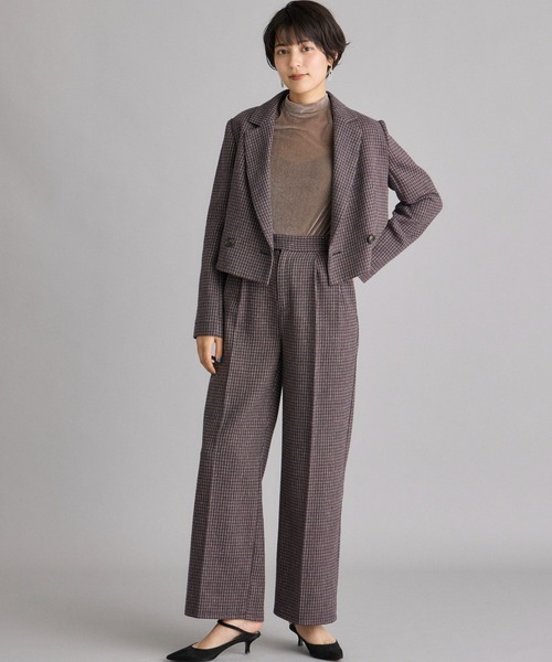 INED CLARO（イネドクラロ）の「チェックツイードレイヤードワイドパンツ【セットアップ対応】（その他パンツ・レディース・ネイビー/ベージュ・フリー）」の4枚目の写真