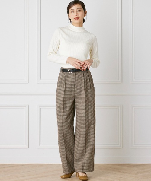 INED CLARO（イネドクラロ）の「チェックツイードレイヤードワイドパンツ【セットアップ対応】（その他パンツ・レディース・ネイビー/ベージュ・フリー）」の21枚目の写真
