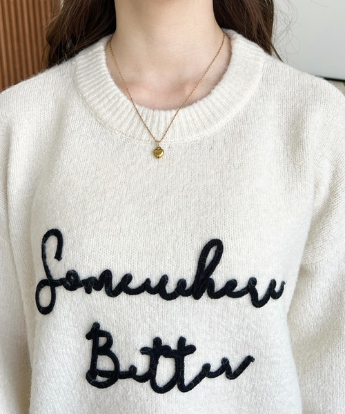 moment+(モーメントプラス)の「コードロゴ刺繍ニットプルオーバー(ニット/セーター・レディース・グレー/チャコールグレー/アイボリー/ネイビー/レッド・M/L)」の11枚目の写真