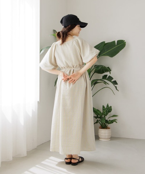 【セール】チェックパフワンピース(ワンピース)|flower(フラワー) 【セール】チェックパフワンピース(ワンピース)|flower(フラワー)