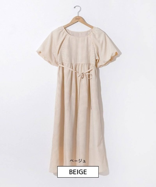 【セール】チェックパフワンピース(ワンピース)|flower(フラワー) 【セール】チェックパフワンピース(ワンピース)|flower(フラワー)