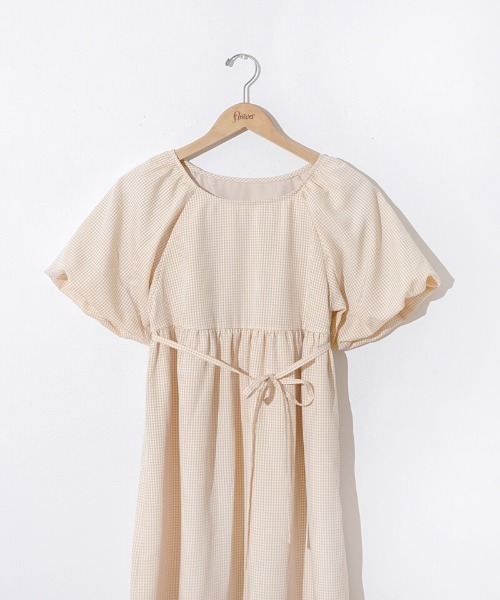 【セール】チェックパフワンピース(ワンピース)|flower(フラワー) 【セール】チェックパフワンピース(ワンピース)|flower(フラワー)