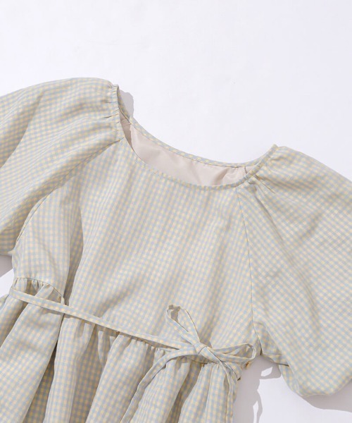 【セール】チェックパフワンピース(ワンピース)|flower(フラワー) 【セール】チェックパフワンピース(ワンピース)|flower(フラワー)