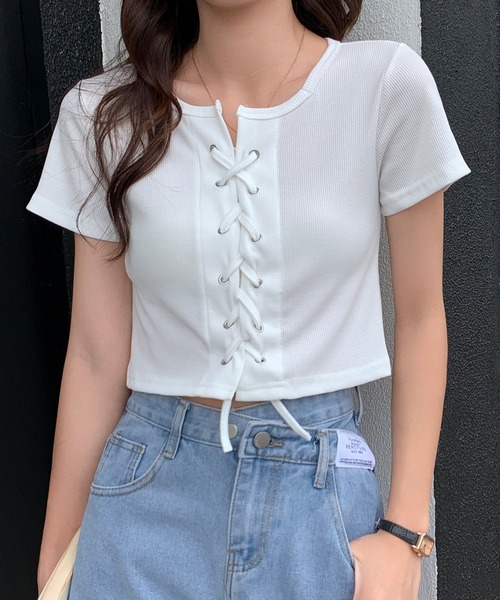 AURALEE 半袖レースアップTシャツ クリーム新品未使用 AURALEE / オーラリー | SEAMLESS CREW NECK TEE (レディース