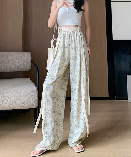 Miniministore(ミニミニストア)の「総柄ワイドパンツレディースウエストリボン(その他パンツ・レディース・グリーン/アイボリー/ブラック・FREE)」の17枚目の写真