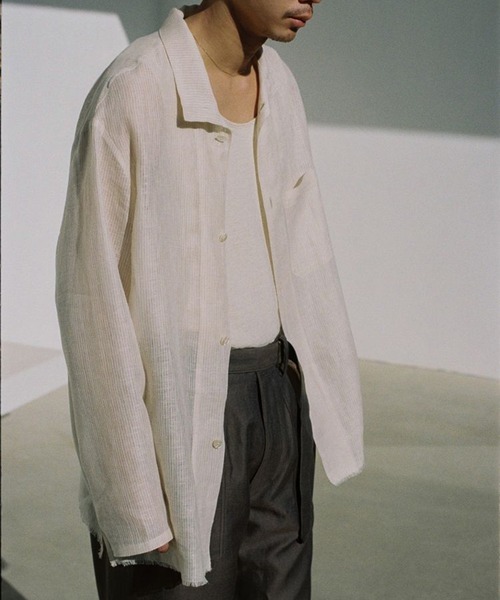 LIDNM(リドム)の「AKIHA LINEN STAND COLLAR SHIRT(シャツ/ブラウス・メンズ・ホワイト系その他・MEDIUM/SMALL/LARGE)」の2枚目の写真