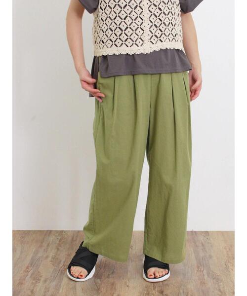 Samansa Mos2（サマンサ モスモス）の「【接触冷感】タックストレートパンツ（その他パンツ・レディース・キナリ/モカ/カーキ/ネイビー・F）」の3枚目の写真