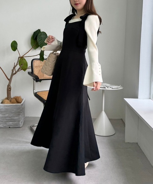 one after another NICE CLAUP(ワンアフターアナザーナイスクラップ)の「【WEB限定商品】パールボタンベルスリーブニット(ニット/セーター・レディース・グレー/ブラック/アイボリー/ピンク/ベージュ/ネイビー・FREE)」の13枚目の写真