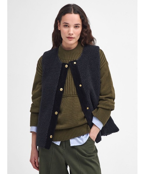 Barbour ボアダウンベスト ブラック Barbour バブアー ファーライナー スリムフィット ブラック SL Fur