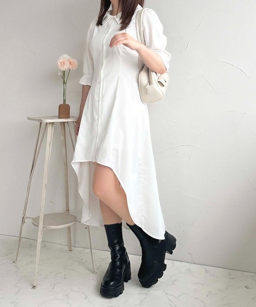 apres jour(アプレジュール)の「フィッシュテールシャツワンピース【ZOZOTOWN限定アイテム】(ワンピース・レディース・ネイビー/ブルー/オフホワイト・X-LARGE/フリー)」の9枚目の写真