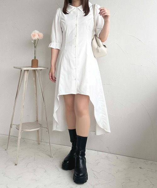 apres jour(アプレジュール)の「フィッシュテールシャツワンピース【ZOZOTOWN限定アイテム】(ワンピース・レディース・ネイビー/ブルー/オフホワイト・X-LARGE/フリー)」の8枚目の写真