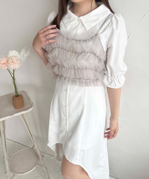 apres jour(アプレジュール)の「フィッシュテールシャツワンピース【ZOZOTOWN限定アイテム】(ワンピース・レディース・ネイビー/ブルー/オフホワイト・X-LARGE/フリー)」の7枚目の写真