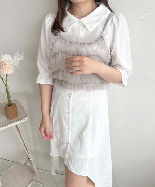 apres jour(アプレジュール)の「フィッシュテールシャツワンピース【ZOZOTOWN限定アイテム】(ワンピース・レディース・ネイビー/ブルー/オフホワイト・X-LARGE/フリー)」の6枚目の写真