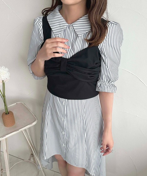 apres jour(アプレジュール)の「フィッシュテールシャツワンピース【ZOZOTOWN限定アイテム】(ワンピース・レディース・ネイビー/ブルー/オフホワイト・X-LARGE/フリー)」の21枚目の写真