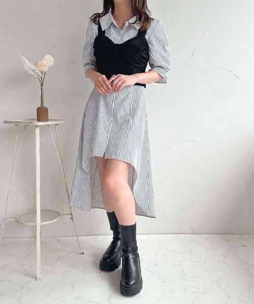 apres jour(アプレジュール)の「フィッシュテールシャツワンピース【ZOZOTOWN限定アイテム】(ワンピース・レディース・ネイビー/ブルー/オフホワイト・X-LARGE/フリー)」の19枚目の写真