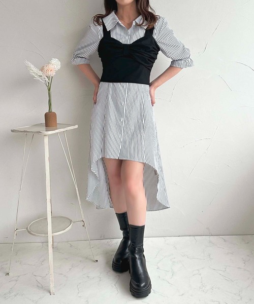apres jour(アプレジュール)の「フィッシュテールシャツワンピース【ZOZOTOWN限定アイテム】(ワンピース・レディース・ネイビー/ブルー/オフホワイト・X-LARGE/フリー)」の18枚目の写真