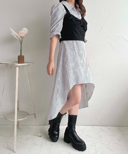 apres jour(アプレジュール)の「フィッシュテールシャツワンピース【ZOZOTOWN限定アイテム】(ワンピース・レディース・ネイビー/ブルー/オフホワイト・X-LARGE/フリー)」の16枚目の写真