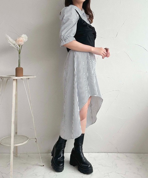 apres jour(アプレジュール)の「フィッシュテールシャツワンピース【ZOZOTOWN限定アイテム】(ワンピース・レディース・ネイビー/ブルー/オフホワイト・X-LARGE/フリー)」の15枚目の写真