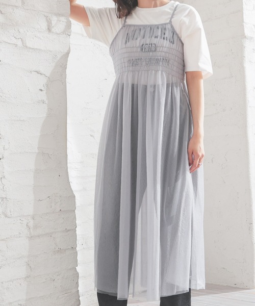 Honeys（ハニーズ）の「シアーチュールキャミワンピース（ワンピース・レディース・チャコールグレー/グレー/ブラック/アイボリー・LL/S/M/L）」の12枚目の写真